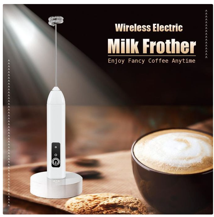 3-Speed Wireless Charging Milk Frother, Coffee Mixer & Egg Beater
