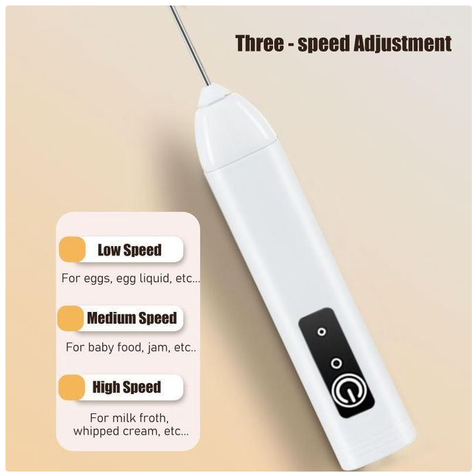 3-Speed Wireless Charging Milk Frother, Coffee Mixer & Egg Beater